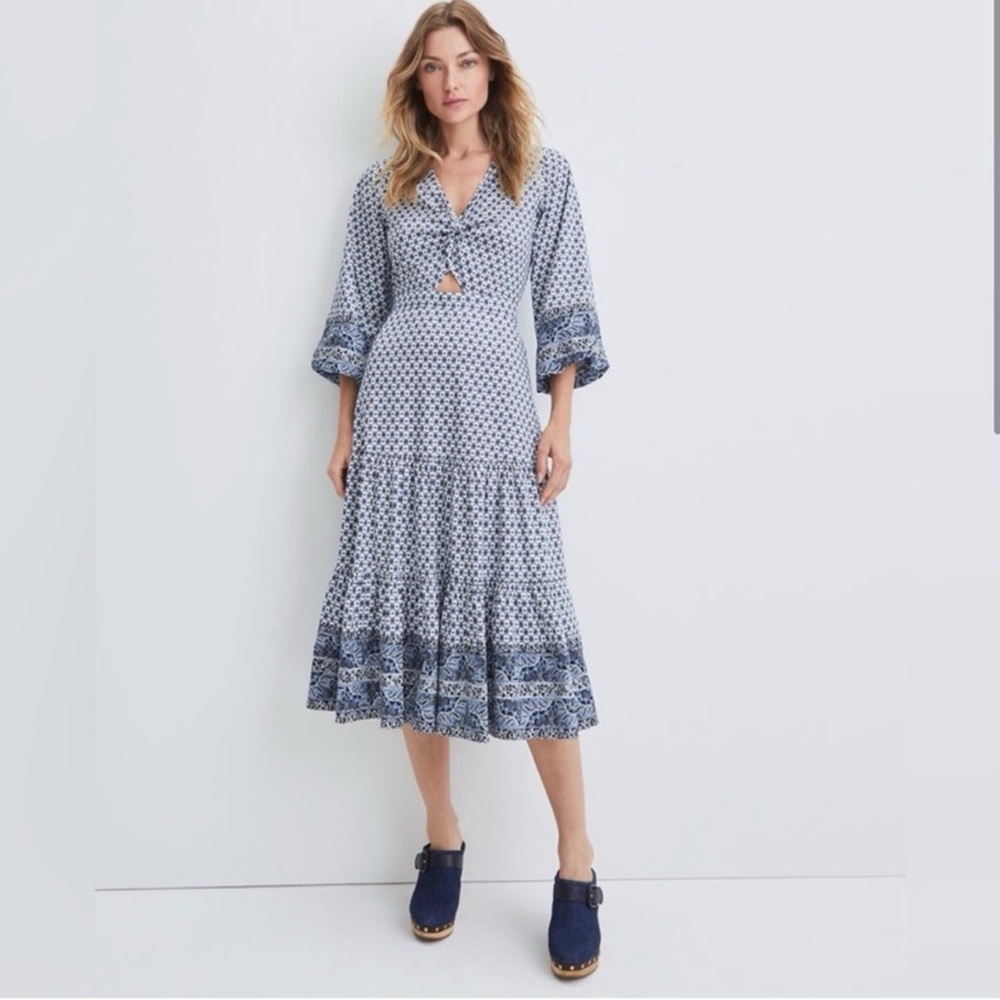 Veronica Beard Blue Patterned Tiered Maxi Dress - Picture 2 of 10